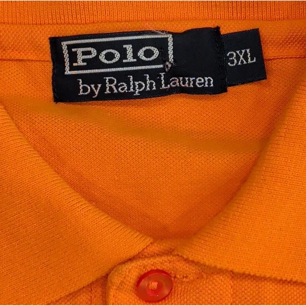 Vintage Ralph Lauren Polo Shirt Mens XL Orange Big Pony Number 3 Preppy Campus